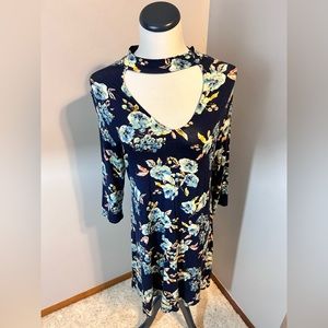 Madison Leigh floral navy blue choker dress NWT size 14